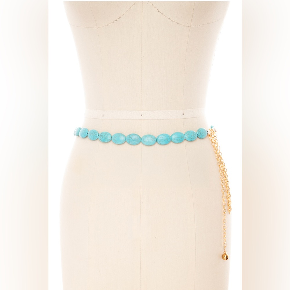 Turquoise Beaded Chain Statement Belt